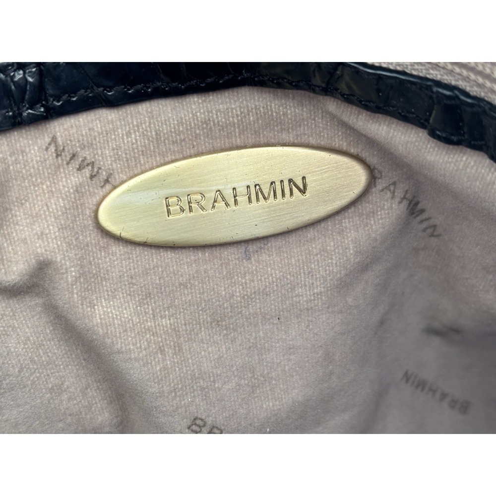 BRAHMIN MINI ASHER Satchel In Black Melbourne Genuine Leather shoulder bag tote - Picture 8 of 12